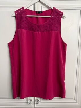 Nicole Miller Plus Size XXL Sleeveless Scoop Neck Top Fuchsia Lace Yoke